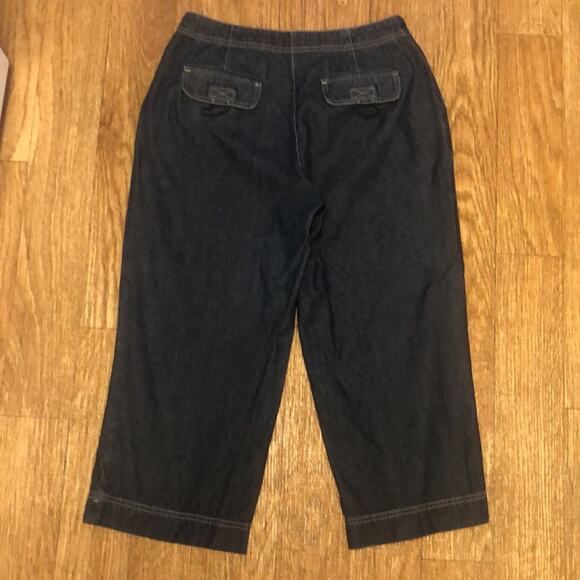 J. Jill Blue Tie Front Denim Trouser Pant Jeans Size 6P (Petite 6) - Picture 3 of 10